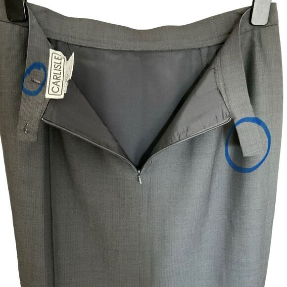 Carlisle Skirt Midi A-line Wool Blend Dark Grey Zipper Button Closure Women 14 - Picture 3 of 10